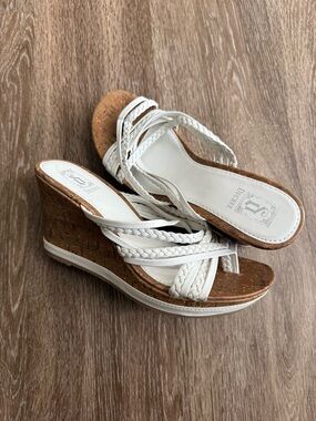 Decree Y2K White Braided Platform Wedge Sandals